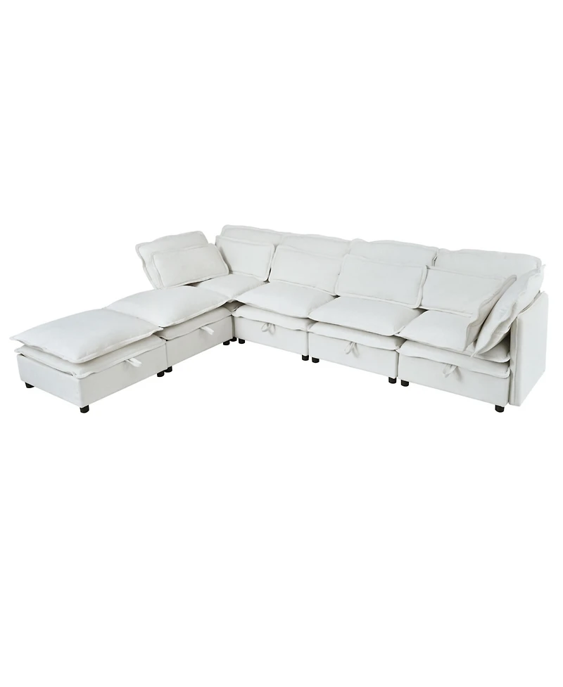 Streamdale Furniture Modern 6-Seater Modular Sofa with Storage + Sofa Bed