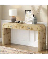 Streamdale Modern Entryway Table with Burl Wood Veneer,Suitable for Entryway, Hallway, Living Room, Foyer, Corridor