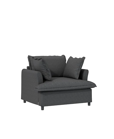 Streamdale Furniture Oversized Single Sofa Module for Sectional Sofa, Wide Chenille Armchair with Pillows