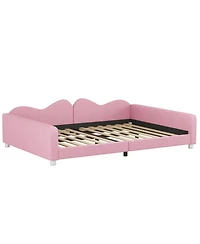 Streamdale Furniture Full Upholstered Daybed, Sherpa Fabric Sofabed with Cloud-Shaped Backrest, No Box-spring Needed