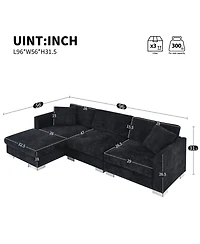 Streamdale Furniture Modern Cloud Sectional Sofa, 4-Seat L-Shaped Couch with Pillows