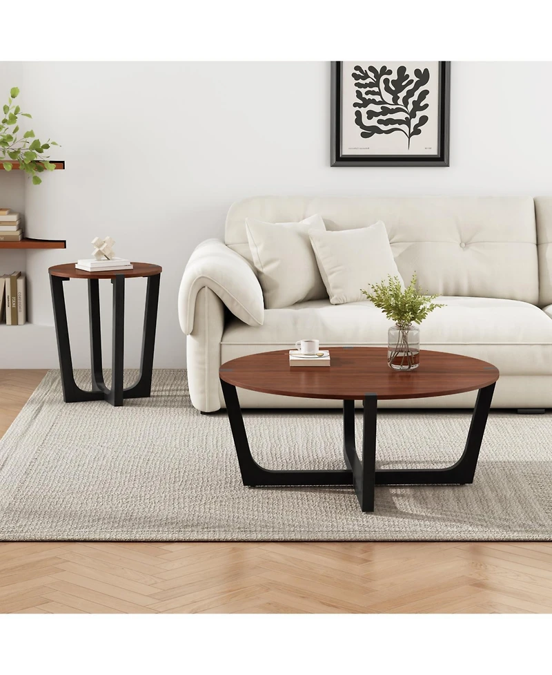 Streamdale Furniture Acacia Wood Coffee Table - 44" Round Modern Design