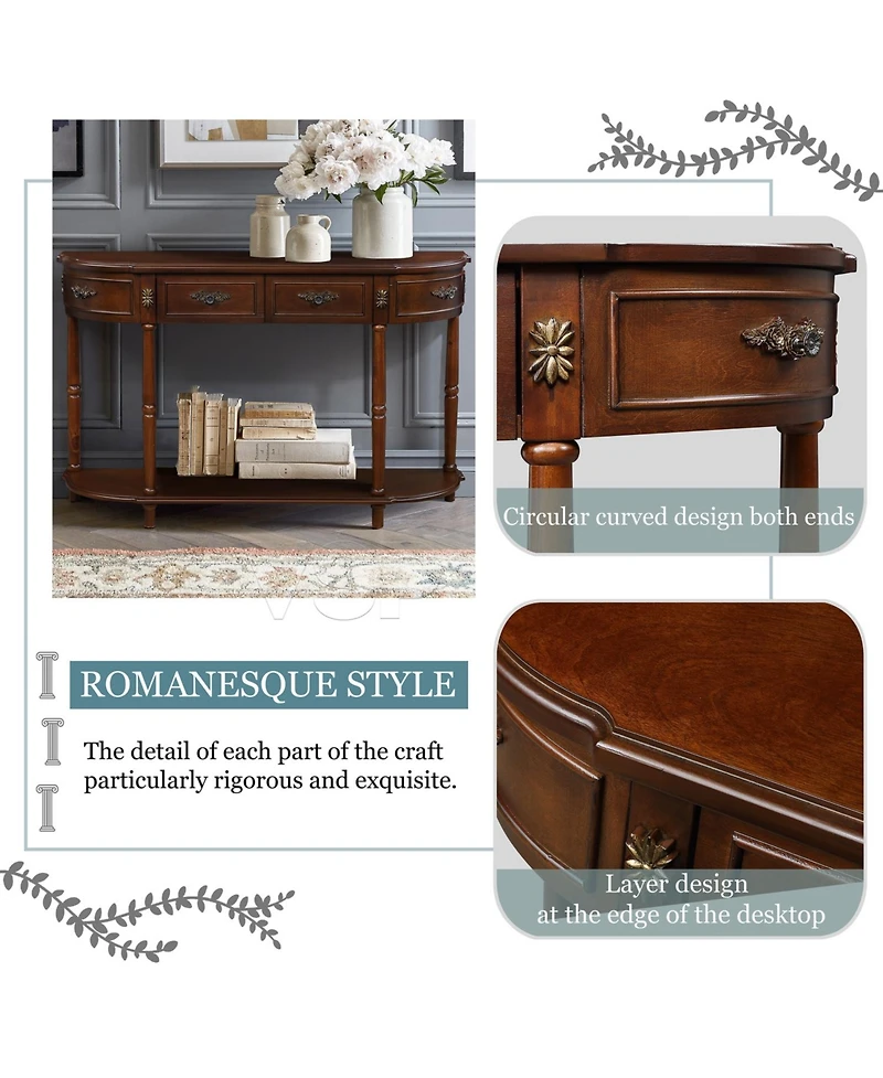 Streamdale Furniture Retro Cherry Console Table with Drawers