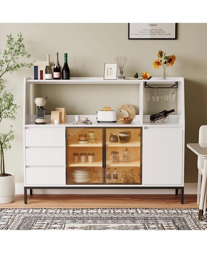 Streamdale Furniture Modern Sideboard 3 Drawers & Glass Door