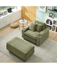 Streamdale Furniture Green Corduroy Sofa Set w/ Storage