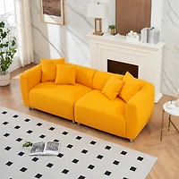 Streamdale Furniture 89" Yellow Sofa with Metal Legs & Pillows