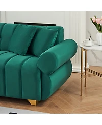 Streamdale Furniture 89" Flannelette Sofa Set Spring Cushions Metal Feet Pillows