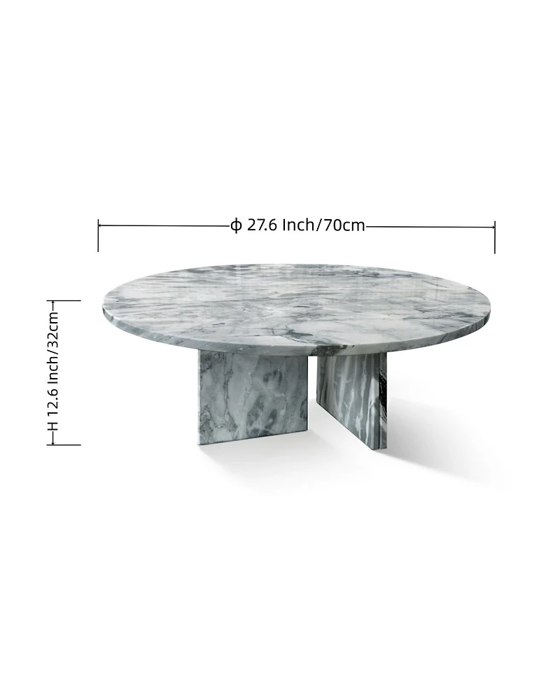 Streamdale Furniture Blue Gray Marble Coffee Table - 27.6 Inch