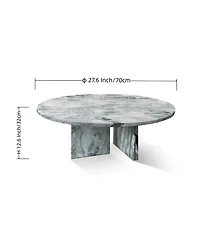 Streamdale Furniture Blue Gray Marble Coffee Table - 27.6 Inch