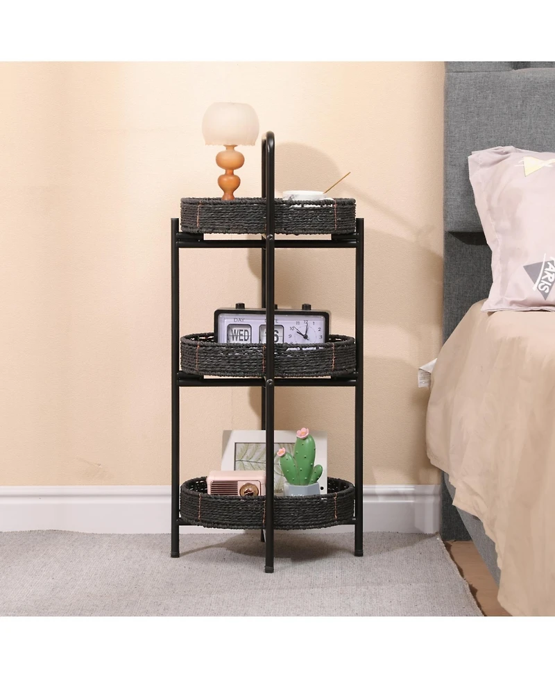 Streamdale Furniture Handwoven 3-Tier Oval Side Table