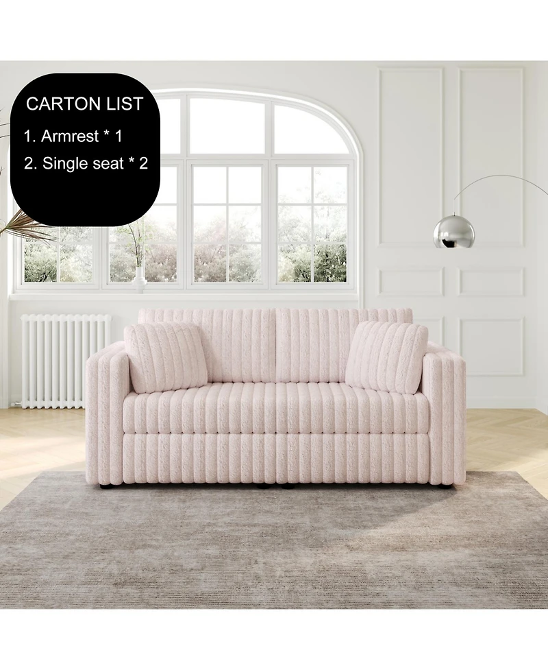Streamdale Furniture 75.6" Light Pink Modular Sofa - Modern Plush & Comfortable
