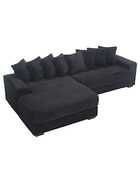 Streamdale Furniture Oversized Corduroy L Shaped Sofa with Chaise & 8 Pillows