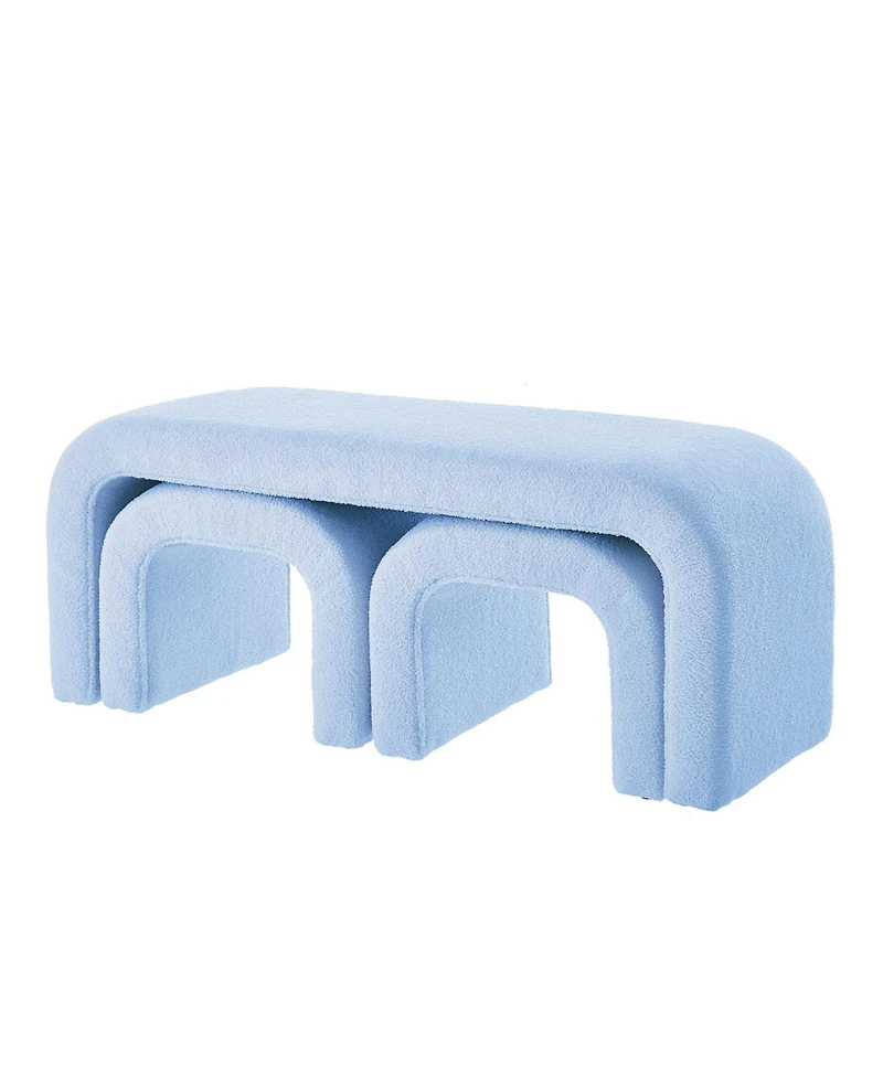 Streamdale Furniture U-Shaped Teddy Ottoman Bench Set of 3