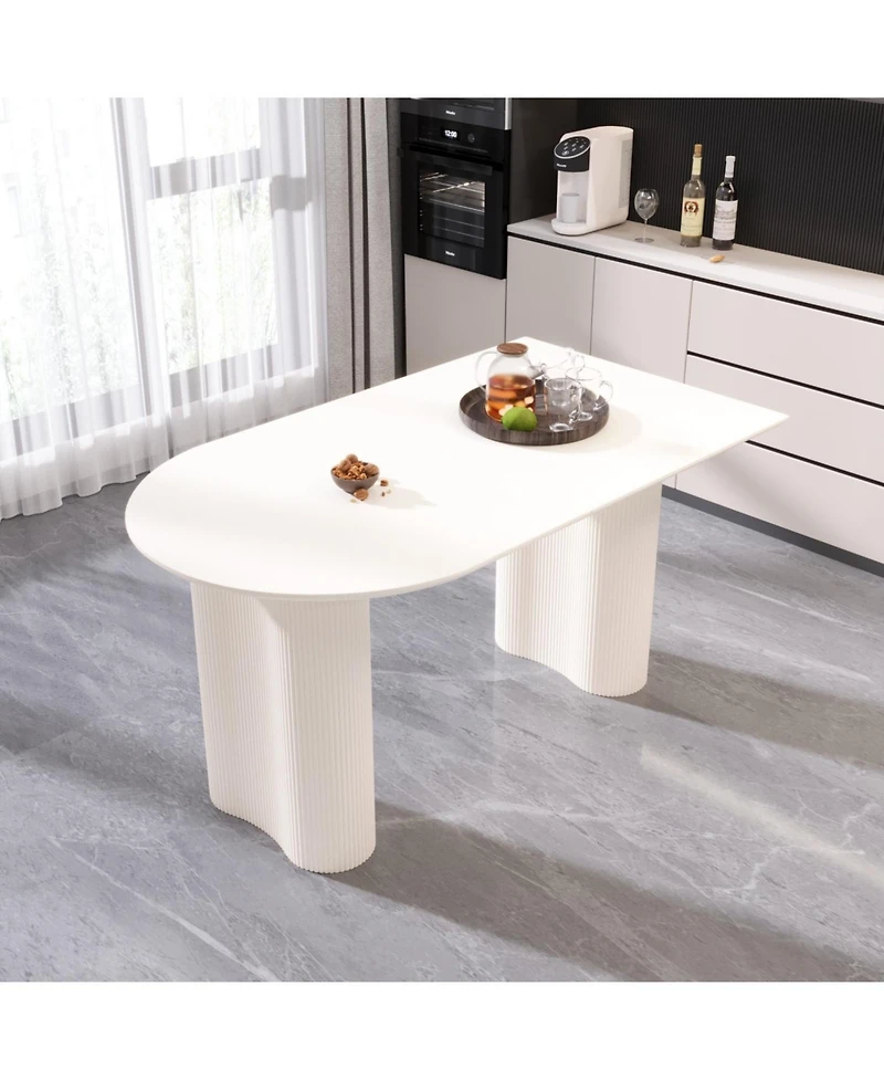 Streamdale Furniture Cream Modern Dining Table & Irregular Side Table