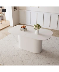 Streamdale Furniture 63" Cream Mdf Dining Table Striped Legs