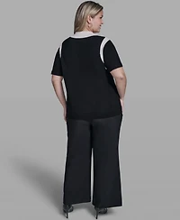 Karl Lagerfeld Paris Plus Solid Short-Sleeve Polo Sweater