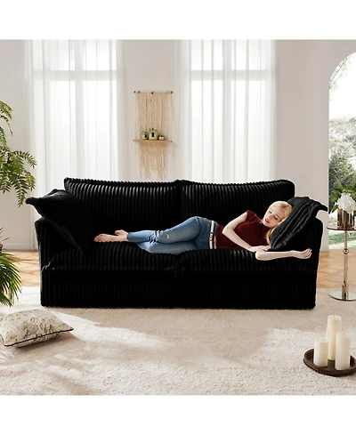 Streamdale Furniture Black Corduroy Slipcovered 2-Seat Sofa