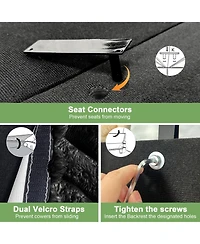 Streamdale Furniture Black Corduroy 2-Seater Sofa with Ottomans