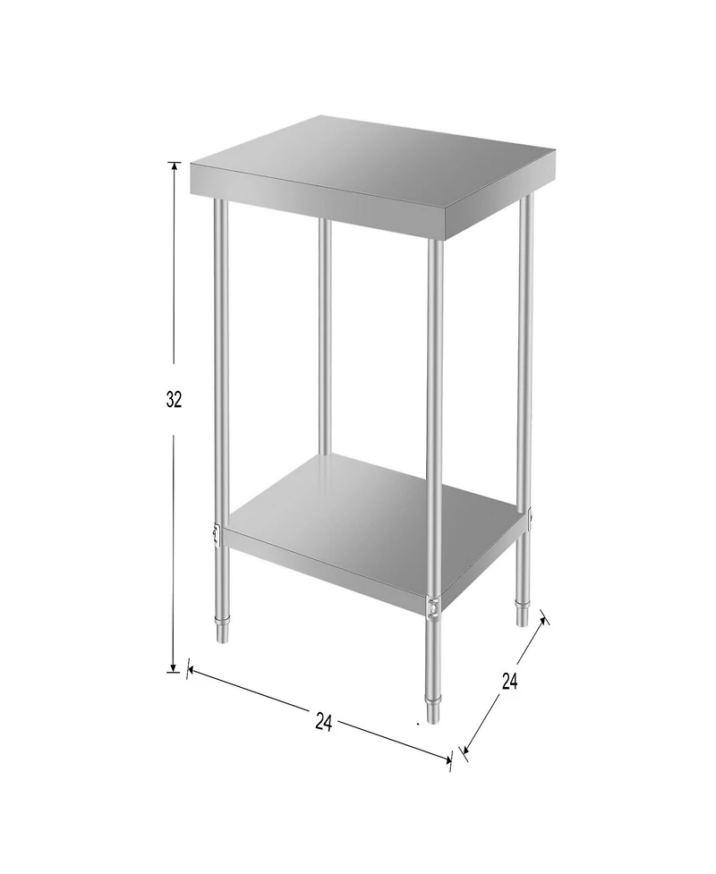 Streamdale Furniture 24" Stainless Steel Kitchen Prep Table w/ Shelf