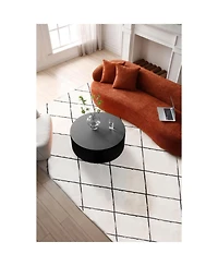 Streamdale Furniture Sleek and Modern Round Coffee Table with Eye-Catching Relief Design Black