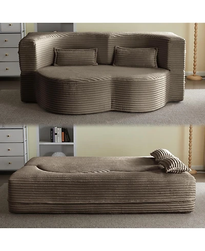 Streamdale Furniture Corduroy Foam Sleeper Sofa Bed with Pillows