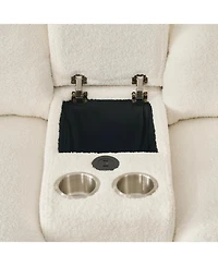 Streamdale Furniture 92" Teddy Fur Corner Sofa w/ Usb, Console & Table - Large Cushioned Sofa