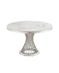 Streamdale Furniture 47" Round Marble Dining Table, High Gloss Faux Marble Top