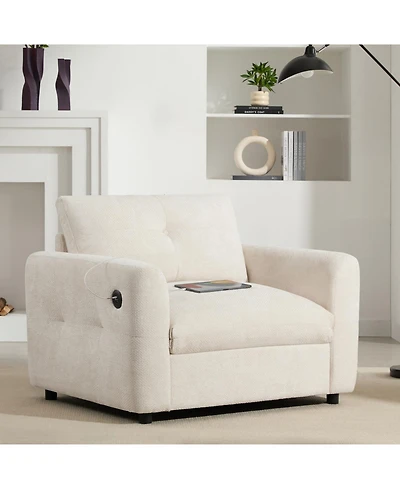 Streamdale Furniture Tufted Chenille Armchair with Charger & Wide Seat