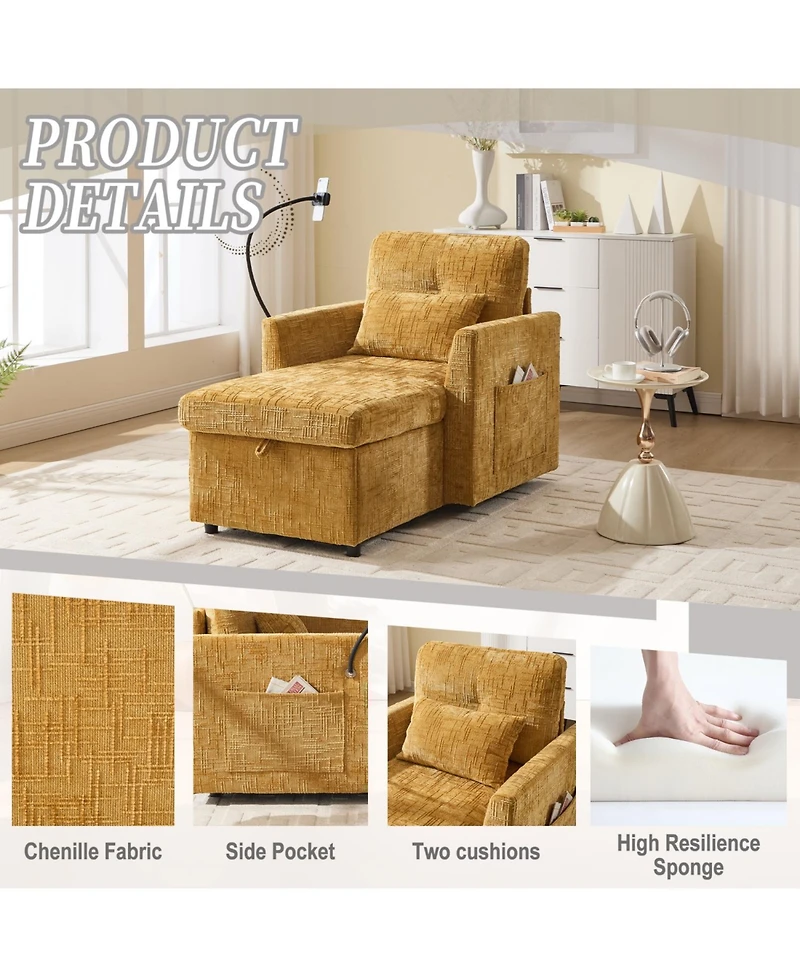 Streamdale Furniture Multifunctional Chenille Recliner Sofa with Storage & Phone Bracket