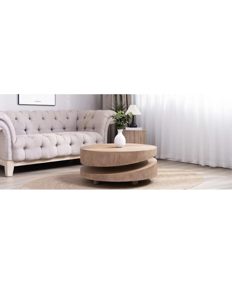 Streamdale Furniture Modern Round Wood Coffee Table - Natural Finish
