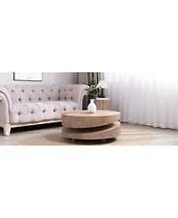 Streamdale Furniture Modern Round Wood Coffee Table - Natural Finish