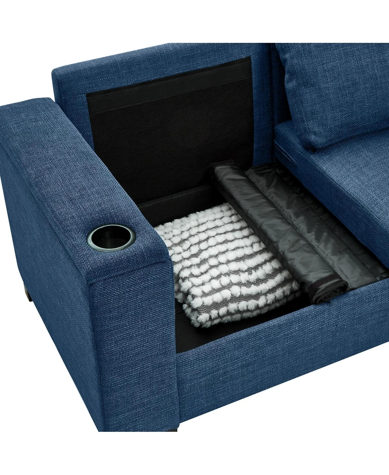Streamdale Furniture Modern Blue Sofa Set with Cup Holder & Storage
