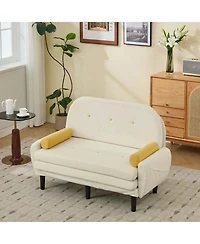 Streamdale Furniture Ivory Corduroy Loveseat Sofa Bed with Storage & Usb