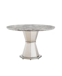 Streamdale Furniture 47" Round Faux Marble Dining Table, Stainless Steel Base