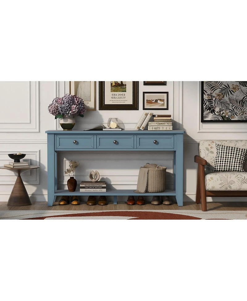 Streamdale Furniture Streamdale 55.4" Modern Console Table with 3 Drawers & Metal Handles