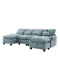 Streamdale Furniture 106" U-Shape Sectional Sofa Cloud Couch, Chenille