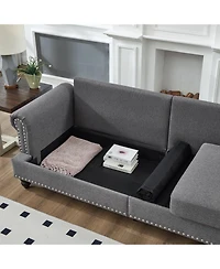 Streamdale Furniture 83" Modern Grey Sofa with Nailhead Trim