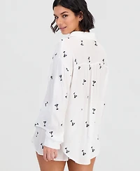 Miken Women's Martini Embroidery Button-Down Swim Shirt