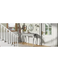 Streamdale Luxury Vanity Desk with Mirror & 3 Drawers - Silver