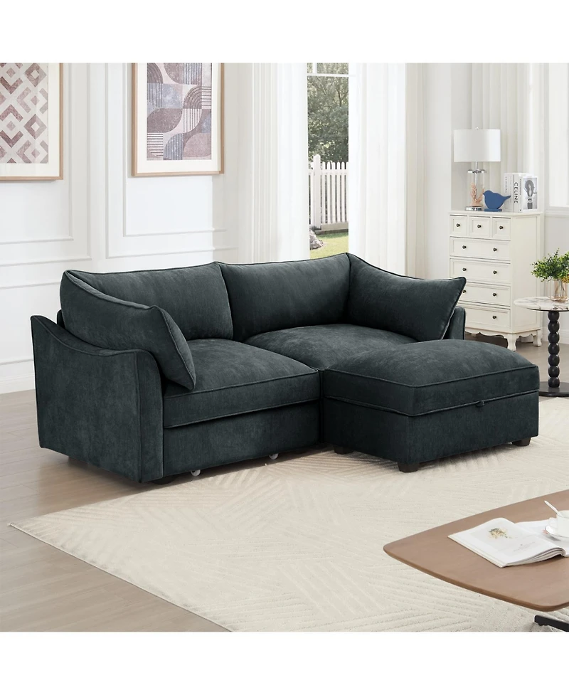 Streamdale Furniture 2-Seater Sofa with Ottoman & Storage