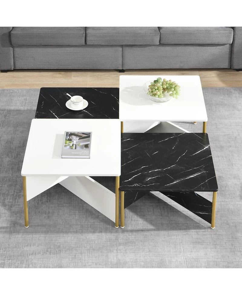 Streamdale Furniture Modern Nesting Coffee Tables - Mid Century Square Set