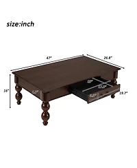 Streamdale Furniture Streamdale Solid Wood Coffee Table Set of 3 w/ Drawer