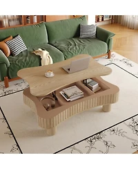 Streamdale Furniture Lift Top Coffee Table - Fluted Panel, Hidden Storage