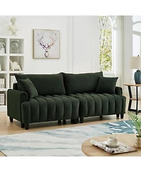 Streamdale Furniture Streamdale 83" Futon Sofa Bed with Pillows, Convertible Sleeper, Dark Green