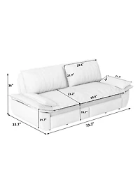 Streamdale Furniture Queen Pull Out Sleeper Sofa Bed - 3-in-1 Convertible Velvet Loveseat, Blue