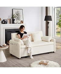 Streamdale Furniture 66" Sleeper Sofa Bed 3-in-1 Pullout, Corduroy, Beige