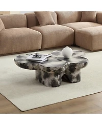 Streamdale Furniture Streamdale Black & Beige Limestone Style Coffee Table