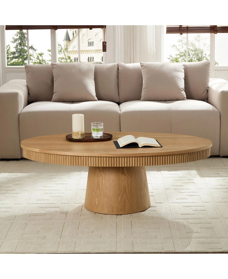 Streamdale Furniture Modern Oval Drum Coffee Table - 47.24 Inch, Natural