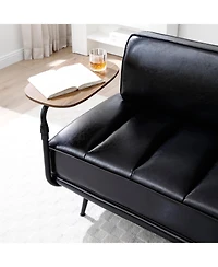 Streamdale Furniture + 55" + Black Faux Leather + Swivel Tray & Metal Legs + Bed Bench