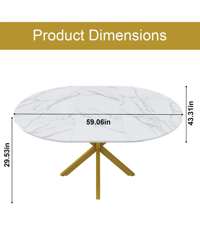 Streamdale Furniture Round Extendable Dining Table, Carbon Steel Base (4-6 Seater)